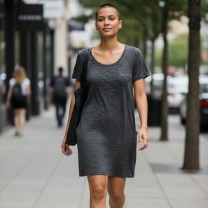 Charcoal Heather T-Shirt Dress with pockets